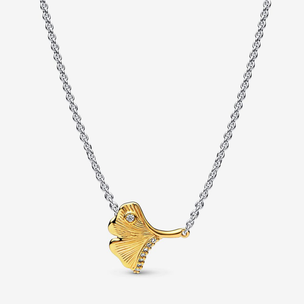 Gingko Leaf Two-tone Pendant Necklace