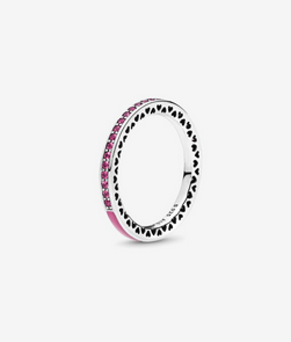 Anillo Corazones Radiantes Cereza