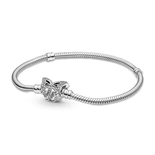 Pulsera Pandora Moments Cadena de Serpiente Cierre Mariposa