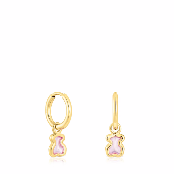 TOUS Aretes de aro oso rosa Gregal