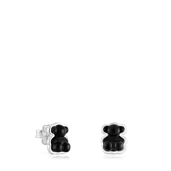 TOUS Pendientes oso de plata con ónix Bold Bear