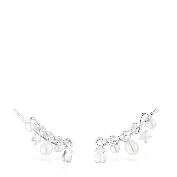 TOUS Earcuff de plata con barra y motivos Mini Icons
