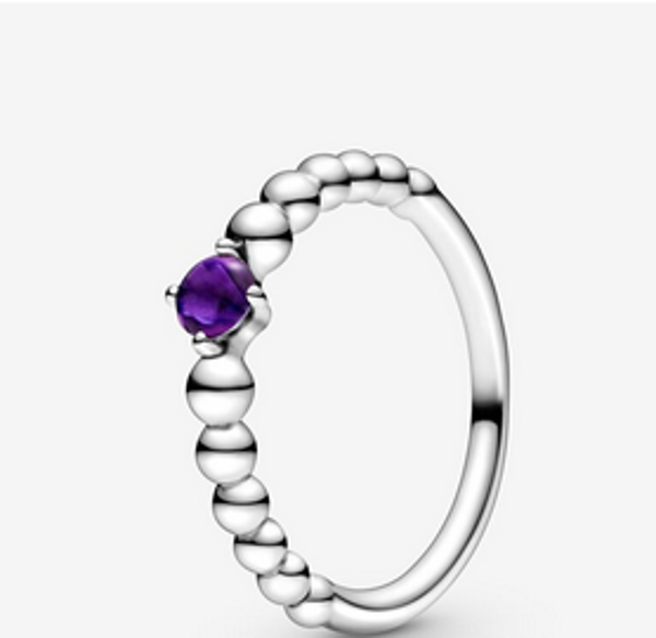 February Purple Beaded Ring