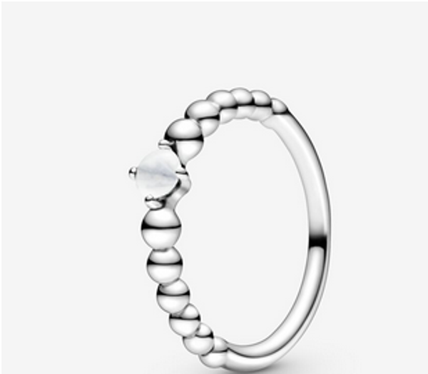 April Milky White Beaded Ring