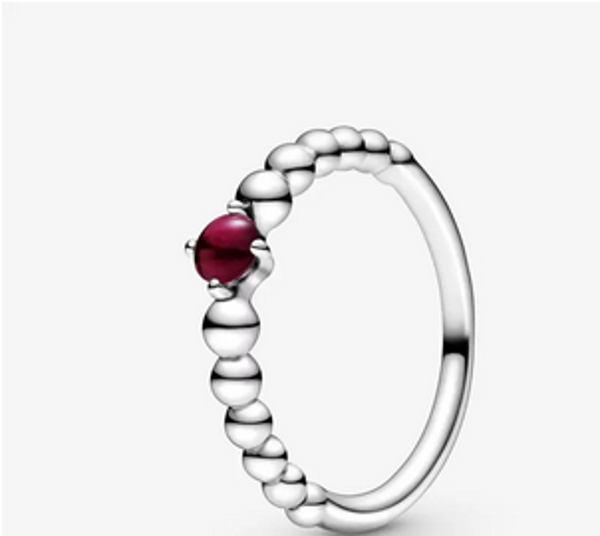 January Dark Red Beaded Ring