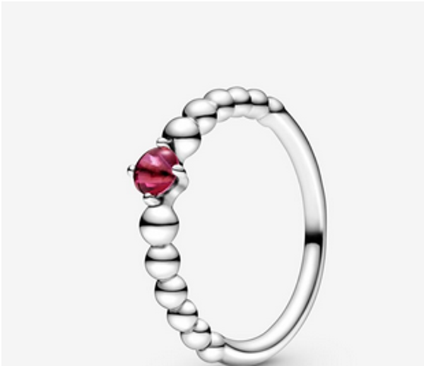 July Blazing Red Beaded Ring