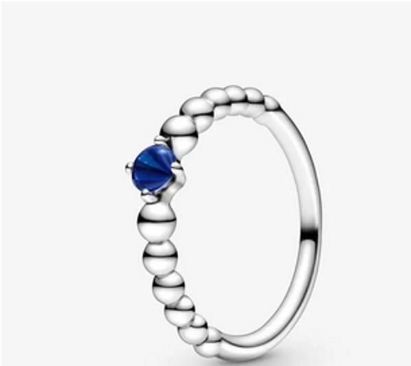 September Sea Blue Beaded Ring