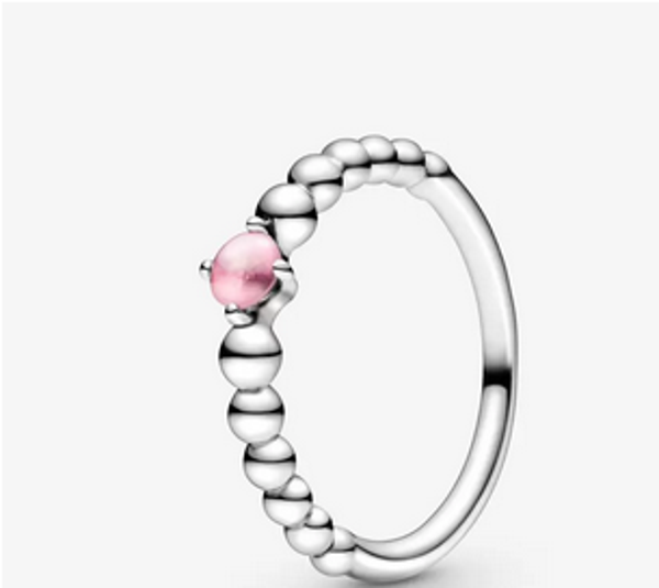 October Petal Pink Beaded Ring
