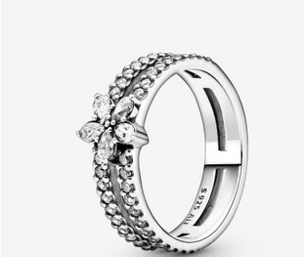 Sparkling Snowflake Double Ring