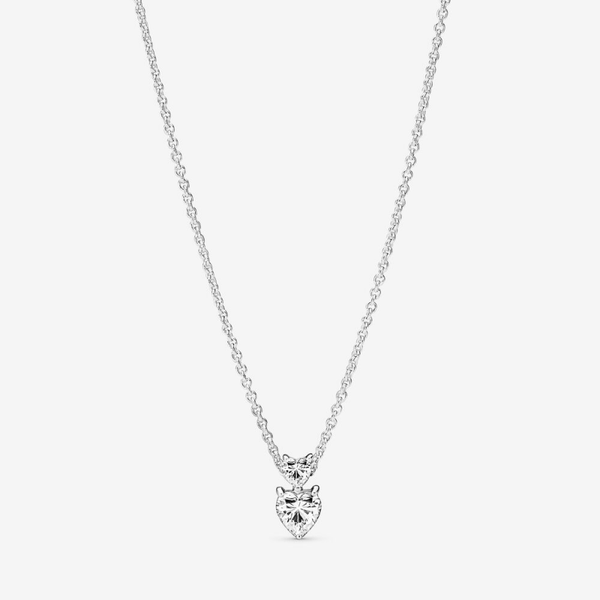 Collar Colgante Doble Corazón Brillante-391229C01