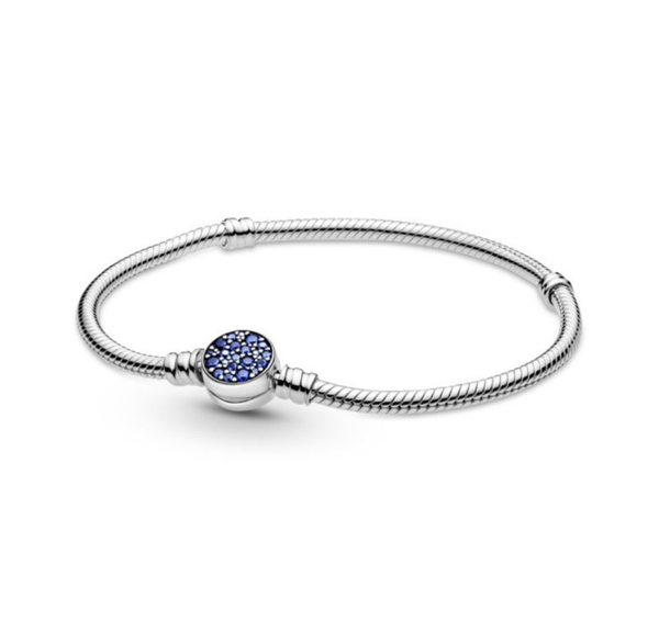Pulsera Pandora Moments Cierre Disco Azul Brillante
