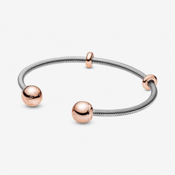 Pandora Moments Snake Chain Style Open Bangle Rose Gold