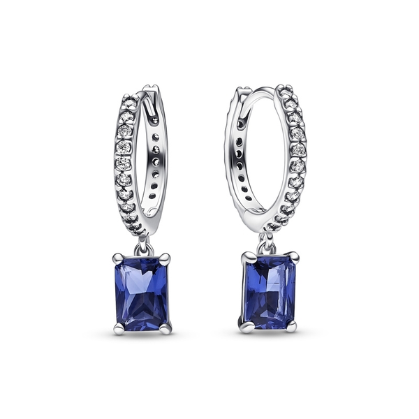 Pendientes de Aro Rectangulo Azul Brillante
