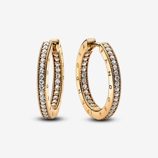 Signature Logo & Pavé Hoop Earrings