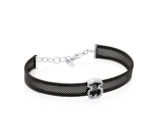 Pulsera  negro  motivo oso 0,8cm. 0,14ct Icon Mesh