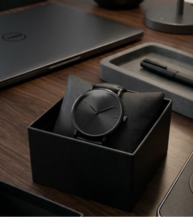 Reloj de Hombre - negro, correa símil cuero