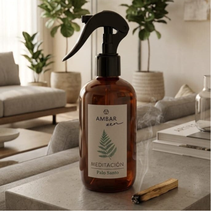 Aroma en spray de Palo Santo. Limpieza energética y espiritual de espacio. Elimina energía negativa atrayendo vibraciones positivas.