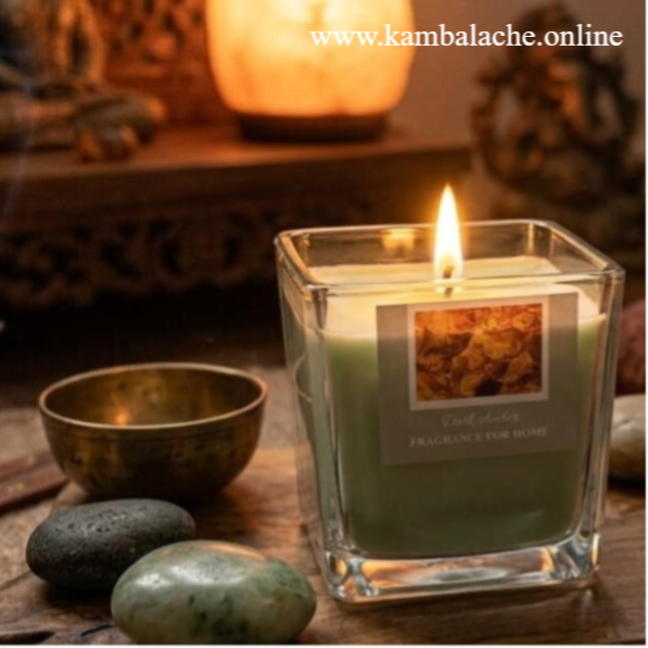 Vela perfumada (Aroma Dark ambar) en cristal. decoración y aroma sofisticado