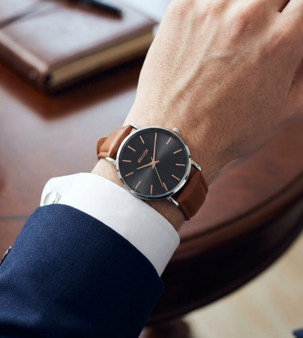 Reloj MSCXDK hombre correa marrón símil cuero