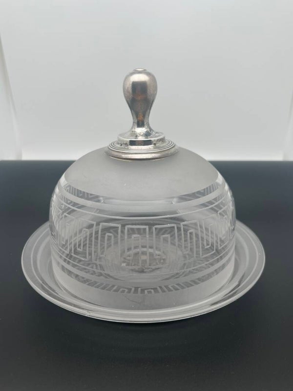 G 6: Art Deco glazen stolp met verzilverde knop