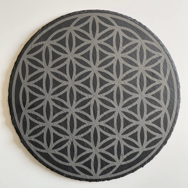 Disque ardoise Fleur de vie 30cm.
