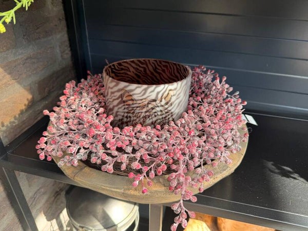 kunst krans van dadeltak (L) 40 CM rood/roze