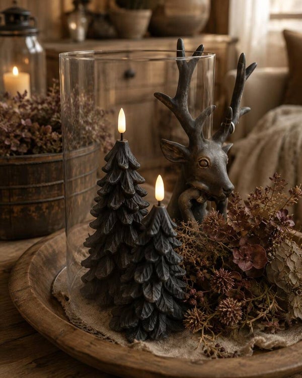 Kerstboom LED kaars black 15 cm