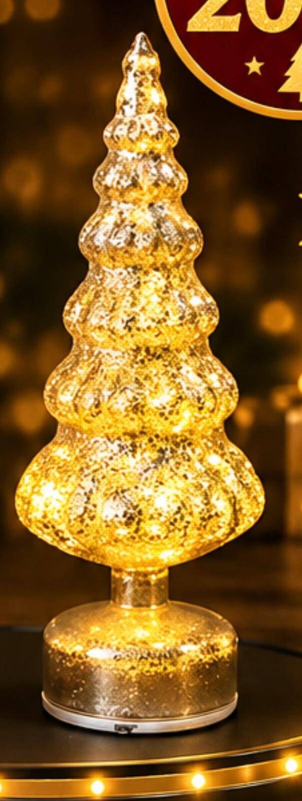 Roterende LED Kerstboom Shiney Gold | 32cm