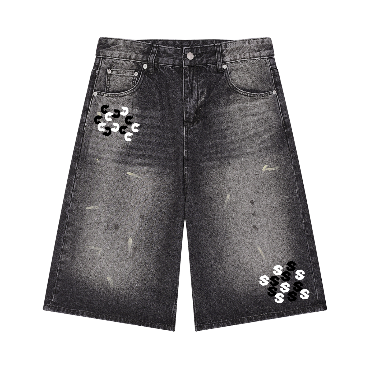 Cross diagonal logo black pants