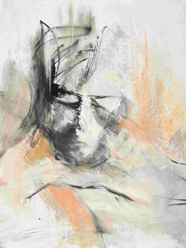 Portret met kleur en lijn 40 x 50 cm