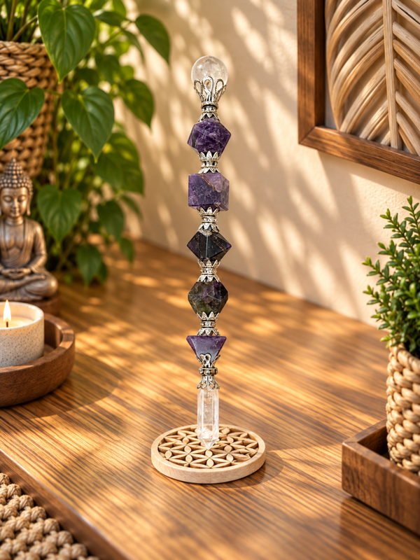 Baguette de soin Améthyste & Cristal de Roche