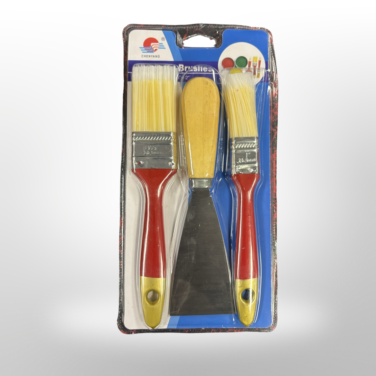 set verfkwasten en spatel