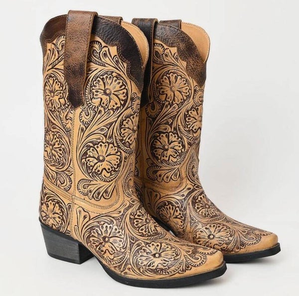 Stivale lungo in vera pelle western