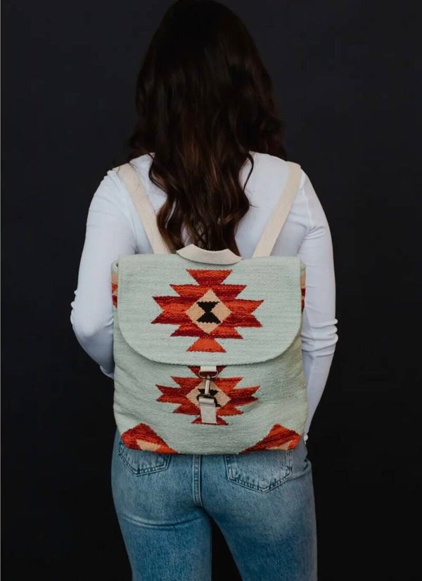 Zaino Azteco verde menta e multicolore