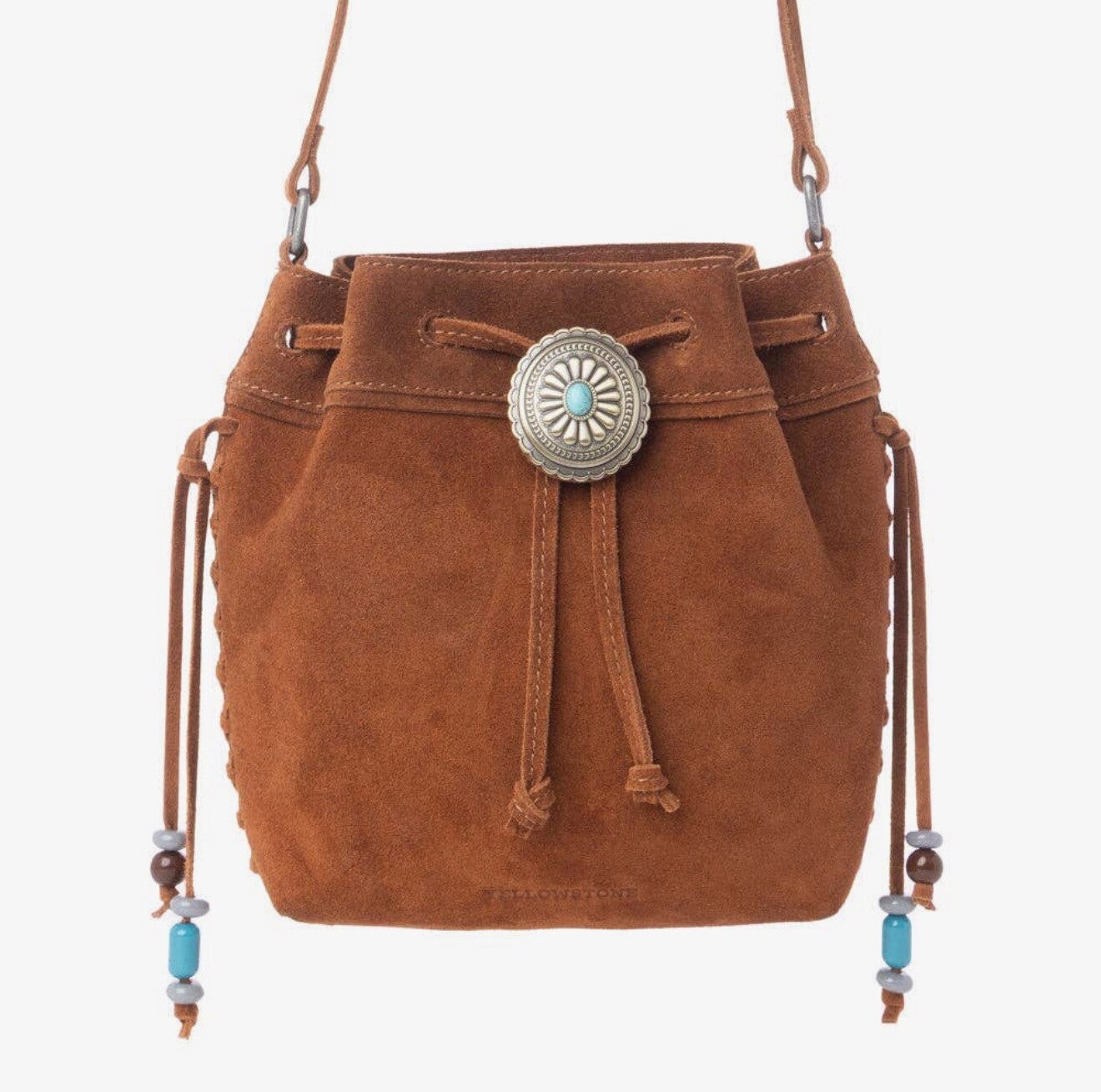 MYRA - Borsa a secchiello in pelle scamosciata Yellowstone Sundown Ember