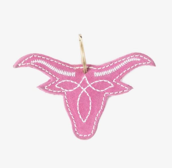Charm in vera pelle ricamato