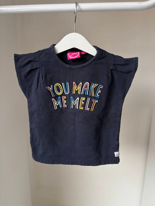 Marineblauwe t-shirt "You make me melt'