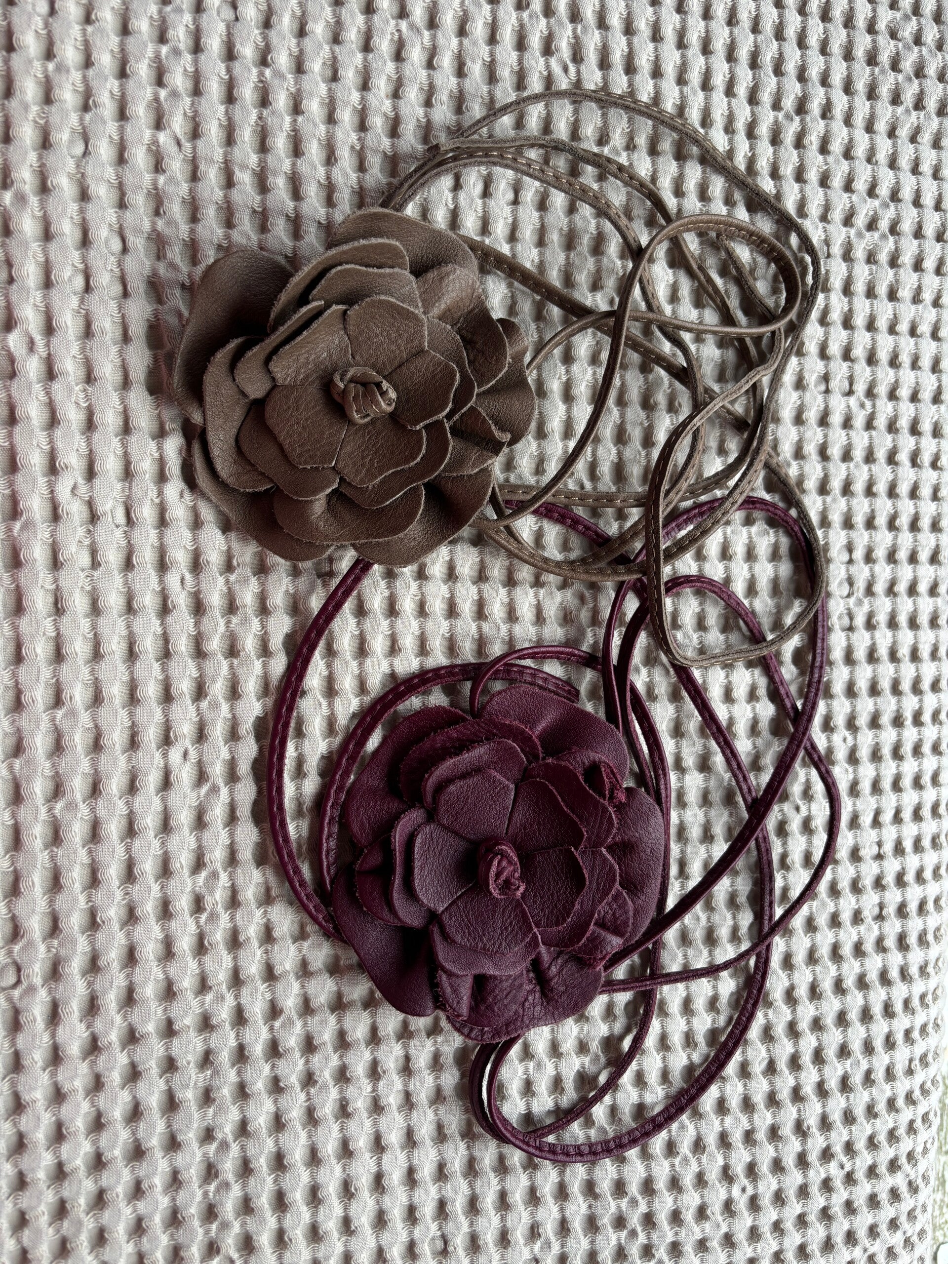 Bundel bloemenriempjes: bruin en paars