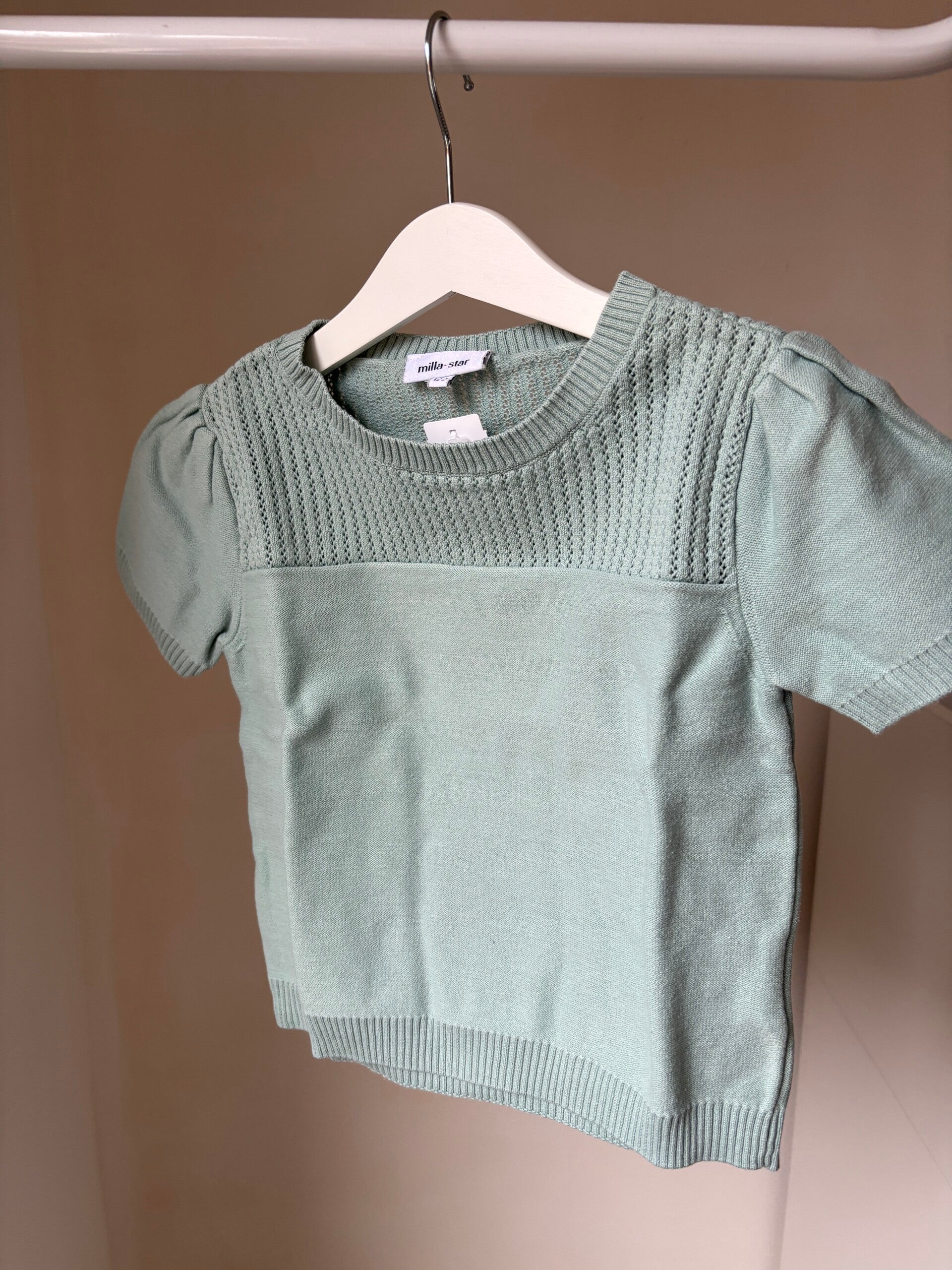 Muntgroene trui met korte mouwen