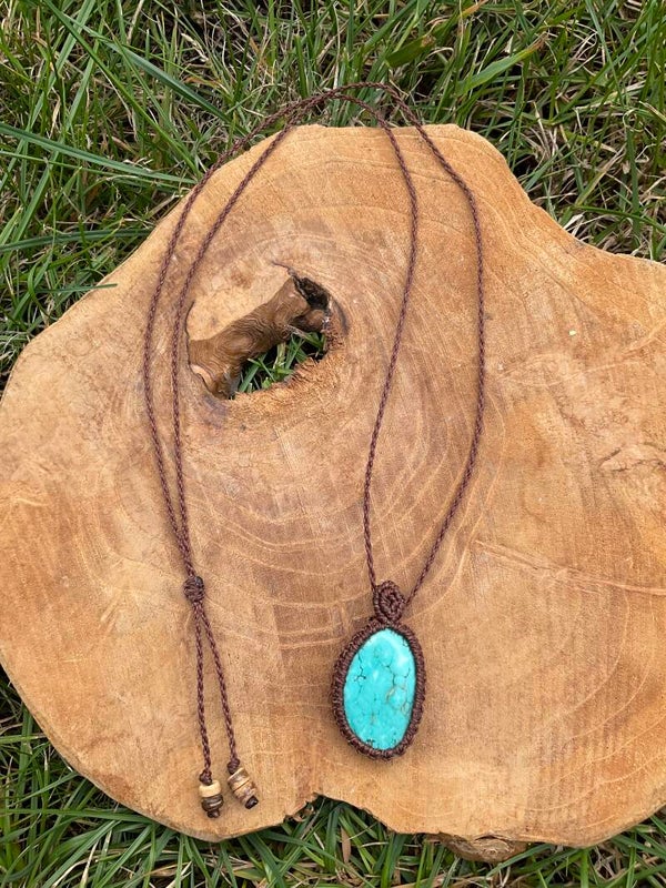 Macramé ketting met Turkoois/Turquoise 2