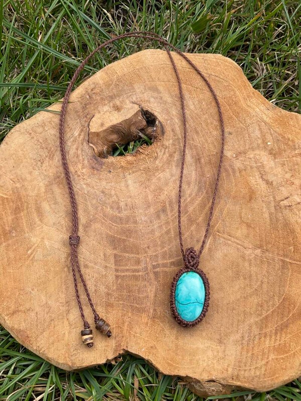 Macramé ketting Turkoois/Turquoise 1