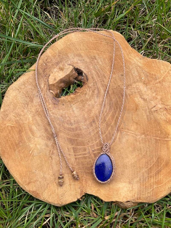 Macramé ketting met Lapis Lazuli A kwaliteit