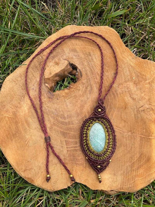 Macramé ketting met Amazoniet