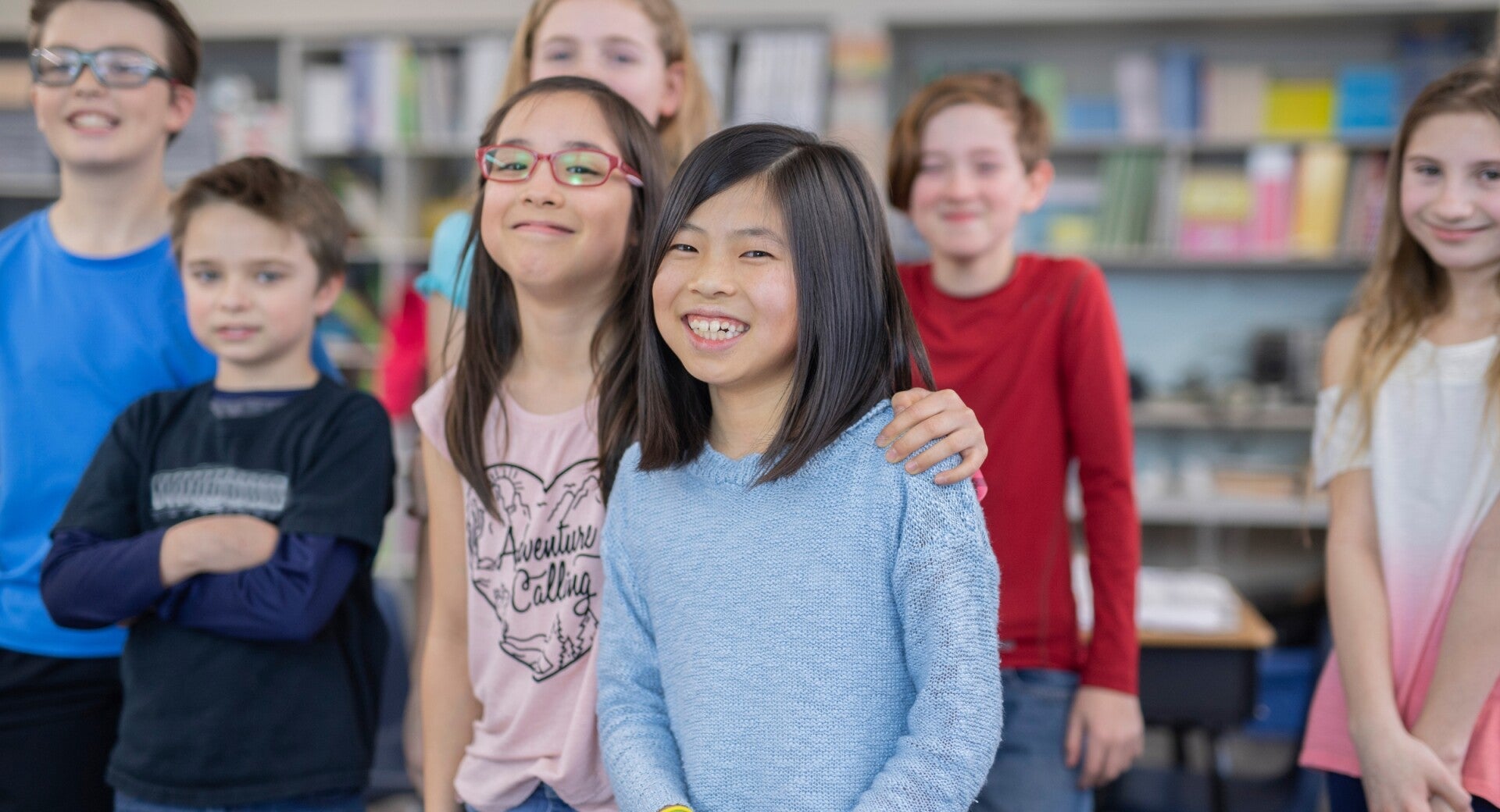 Students inside school library