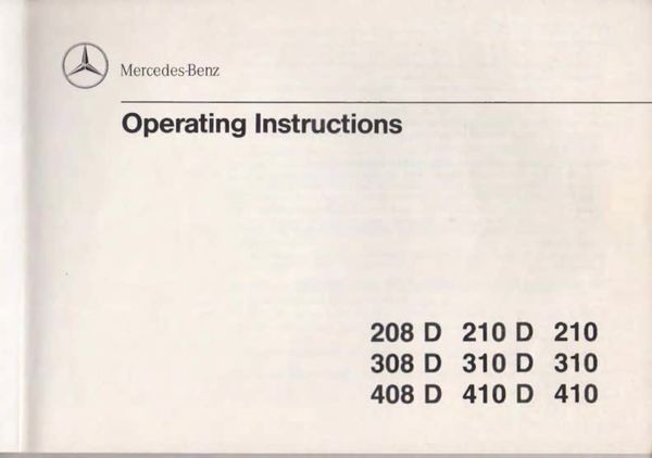 Gebruikers handleiding Mercedes Bremer 208-408 210-410 benzine en diesel online PDF