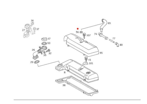 Rubber afdichting Ontluchting klepdeksel OM601
