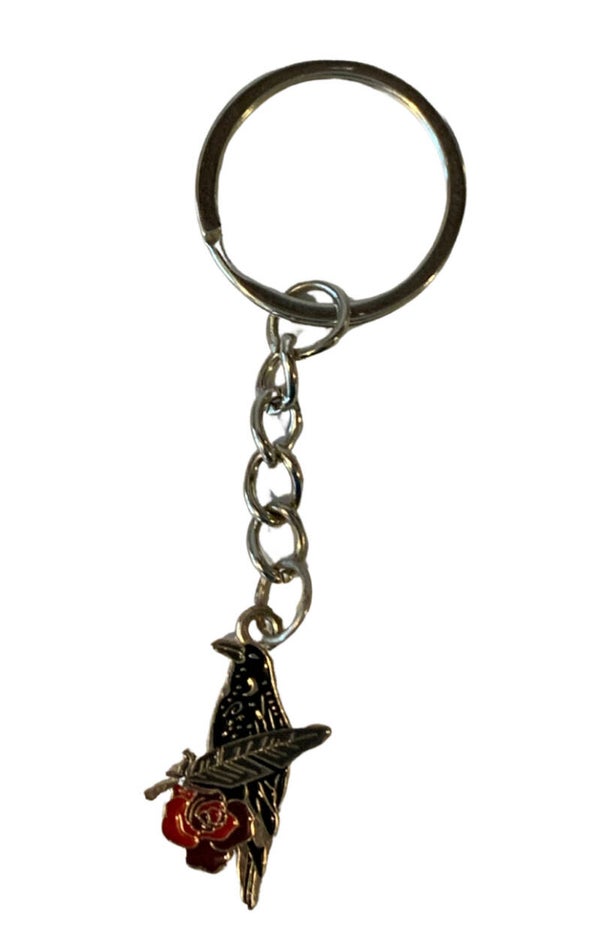 Bird, Feather and Rose Keyring