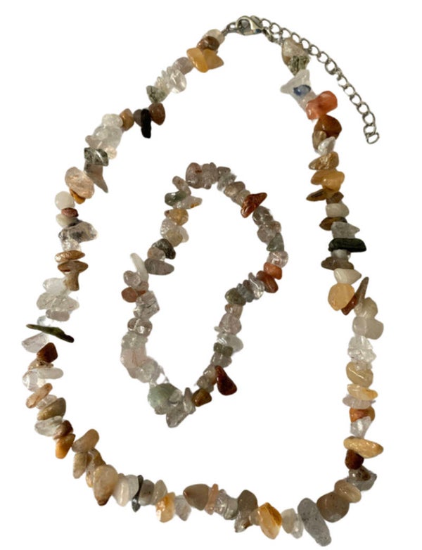 Rutilated Quartz Necklace and Bracelet Set
