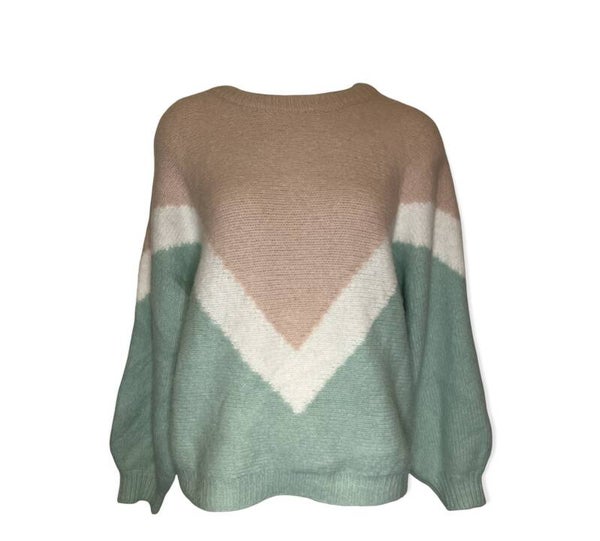 Knited V sweater pastel colors