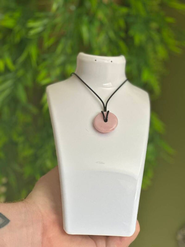 Collier pendentif rond - rose